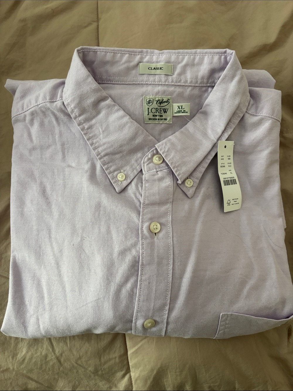 J. Crew Men's Button-Down Shirt in Light Lavender
